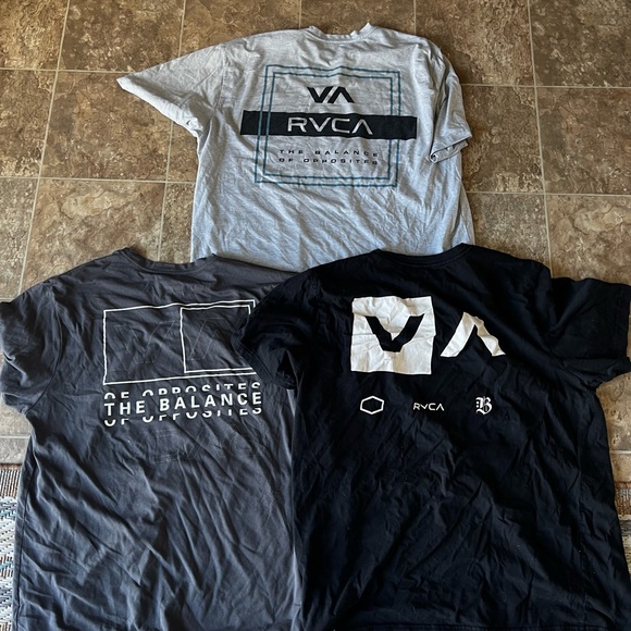 RVCA Men’s T-Shirt Lot (3) Size XL | Light Grey, Dark Grey & Black - Picture 1 of 6